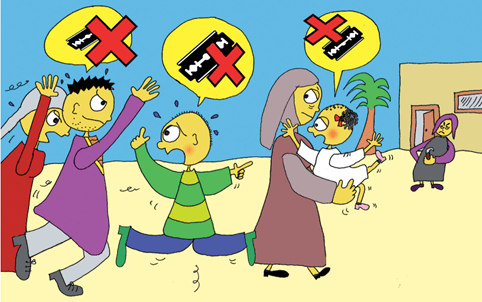 Viñeta contra la mutilación genital femenina.